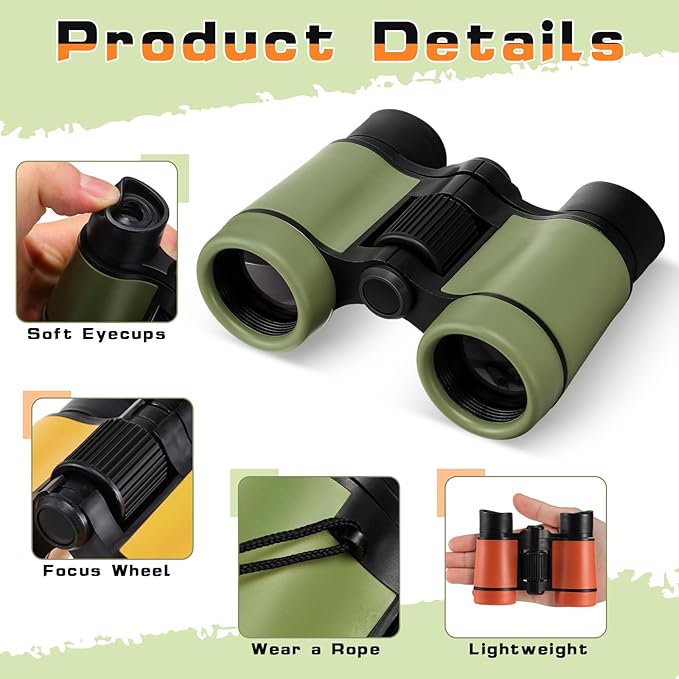 12 Pack Kid Binoculars Shockproof Mini Compact Binoculars Toys for Girls Boys Small Folding Telescope for Bird Watching Educational Learning Camping Birthday Gifts-BubblyBeeBaby