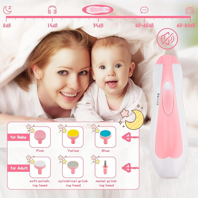 Infant Grooming Essentials: Electric Safety Nail Trimmer, Nasal Aspirator, Hair Brush, Comb, Nail Clipper (27 Piece Safety Care Set for Newborns - Pink)-BubblyBeeBaby