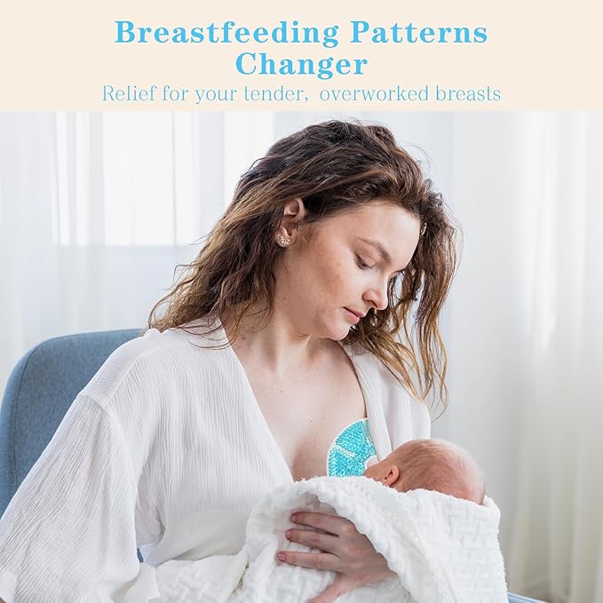 Hot/Cold Breast Gel Bead Ice Packs Breast Cooling/Heat Pads Relief for Breastfeeding, Nursing Pain, Mastitis, Engorgement, Swelling, Plugged Ducts | Boost Milk Let-Down & Production,2 Pack (Blue)-BubblyBeeBaby