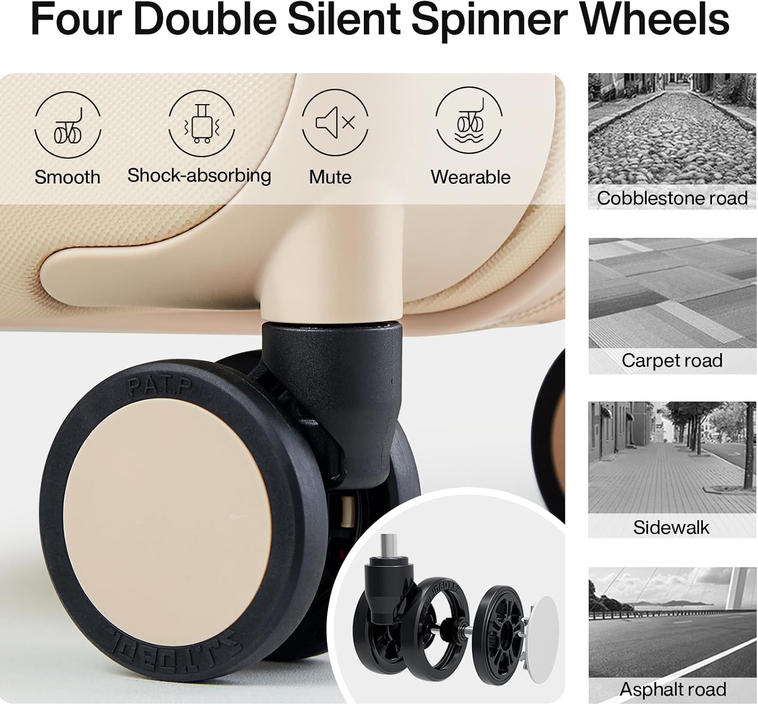 Hanke Hard Shell Luggage Sets 2 piece Large Suitcase Tsa Luggage Hard Shell Suitcases Checked Luggage With Spinner Wheels 20/26 inch(Cuba Sand)