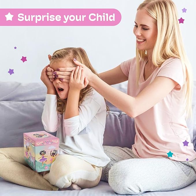 Jewelkeeper Jewelry Box for Girls - 2-Drawer Music Box with Little Queen Ballerina Dancing to Swan Lake, Cute Pink Design, Keepsake Storage for Treasured Accessories - 6.75 x 5.25 x 6 inches-BubblyBeeBaby