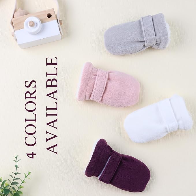 Zsedrut No Scratch Baby Mittens Toddler Infant Fleece Lined Gloves Winter Warm Mitten for Baby Boys Girls-BubblyBeeBaby