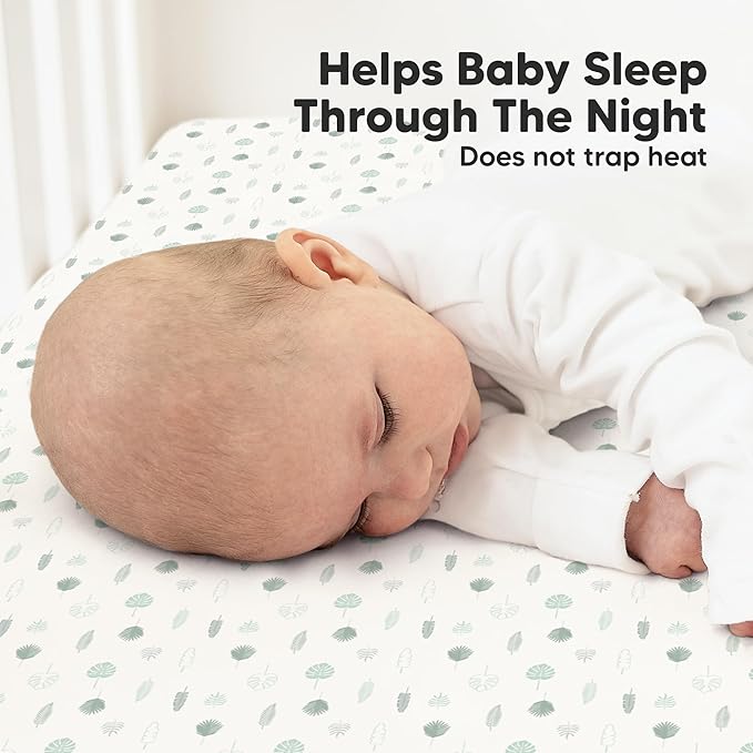 KeaBabies 2-Pack Organic Crib Sheets for Boys, Girls - 52x28 Fitted Crib Mattress Sheet Neutral, Breathable Jersey Cotton Cover for Baby Bed, Toddler Mattress, Soft & Cute Prints (Tropic Oasis)-BubblyBeeBaby