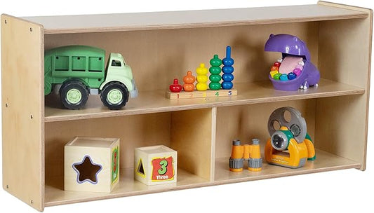 2-Shelf Kids Bookshelf & Toy Storage Organizer | 3-Section Montessori Shelves for Home & Classroom Organization & Storage-BubblyBeeBaby