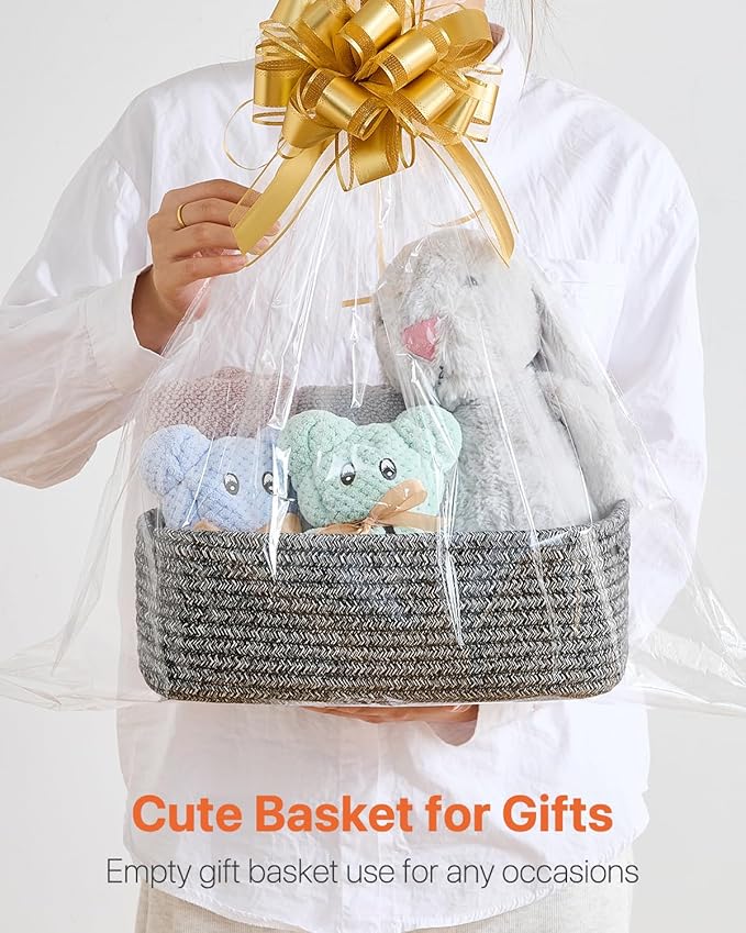 KALLAX Small Woven Basket, 12 x 8 x 4.5 Inches, Storage Basket for Organizing, Cute Small Rope Shelf Closet Cube Storage Bins Baskets for Shelves, Dog Toy Gift Baskets Empty, 3 Pack Mixed Black-BubblyBeeBaby