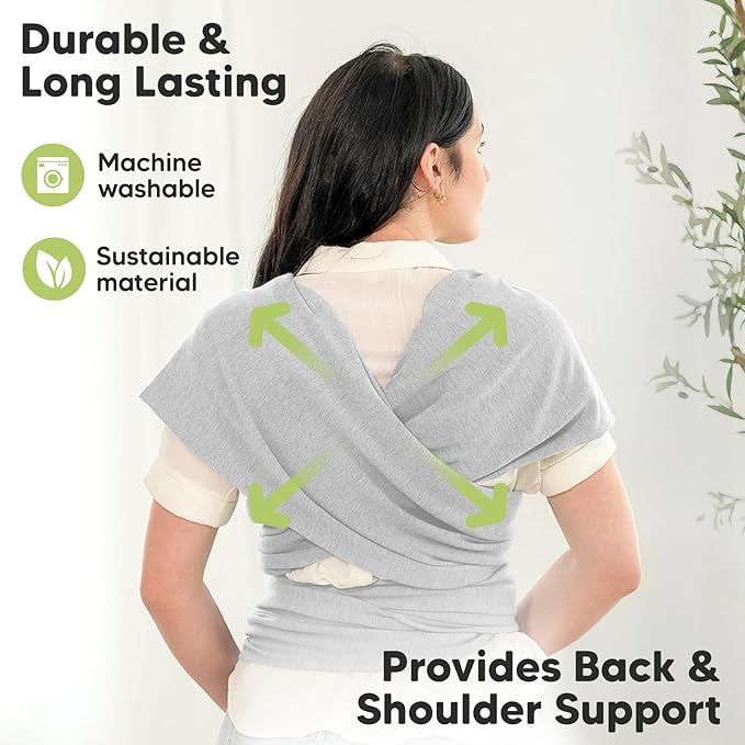 KeaBabies Baby Wrap Carrier - All in 1 Original Baby Carrier Newborn to Toddler Sling, Easy to Wear, Hands Free Bonding, Lightweight, Breathable Infant Wraps (Light Heather)-BubblyBeeBaby