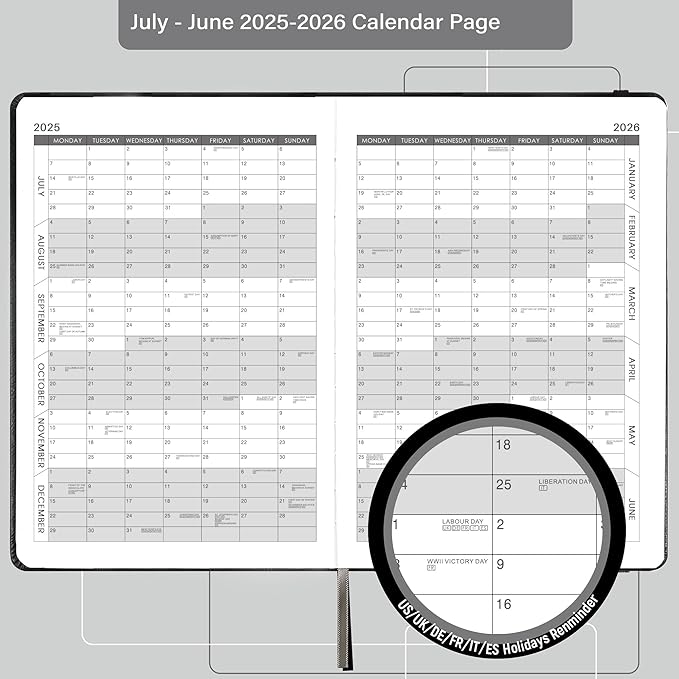 2025-2026 Appointment Book & Planner - Jul 2025 - Jun 2026, Daily Hourly Planner, 5.75" X 8.25", 60-Minute Interval, Faux Soft Leather Cover, Premium Paper, Academic Calendar, Pen Holder, Inner Pocket-BubblyBeeBaby