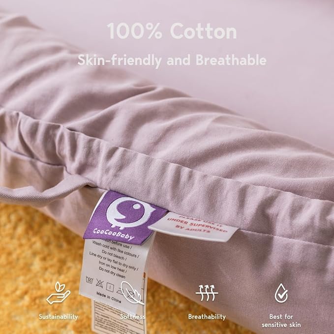 Infant Lounger, Baby Nest Cover for Baby Girls & Boys, Newborn Essentials for Baby 0-12 Months, 100% Cotton Breathable, Co Sleeper Portable Travel Bed (LavenderBlush, Cotton)-BubblyBeeBaby