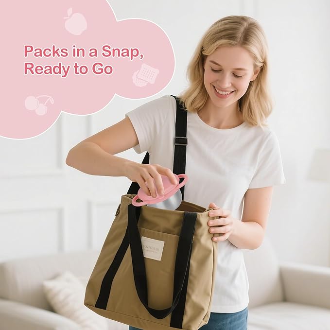 2 Pack Snack Cups for Toddlers Spill Proof - Detachable Stainless Steel Toddler Snack Cups with Silicone Lids & Handles - Dishwasher Safe Baby Snack Containers for Mess-Free Snacking (Green and Pink)-BubblyBeeBaby