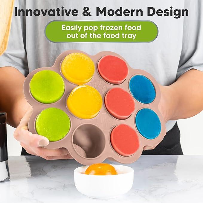 KeaBabies Silicone Food Freezer Trays with Lid, 2oz x 10 Pods Baby Food Storage Containers, Easy Puree Meal Prep, Breast Milk Silicone Freezer Molds, Dishwasher,Microwave Safe,BPA-Free Tray(Dusk)-BubblyBeeBaby