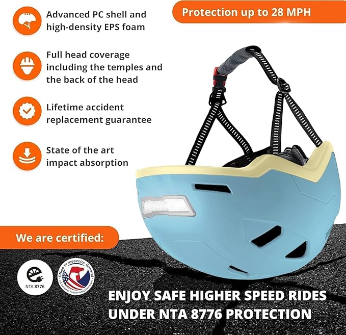 Kid Bike Helmets for Boys and Girls | Fit Head 51-54cm Circumference | CPSC & NTA-8776 Dual Certified | Multi-Sport Helmets with LED Lights, Magnetic Buckle, Detachable Visor-BubblyBeeBaby