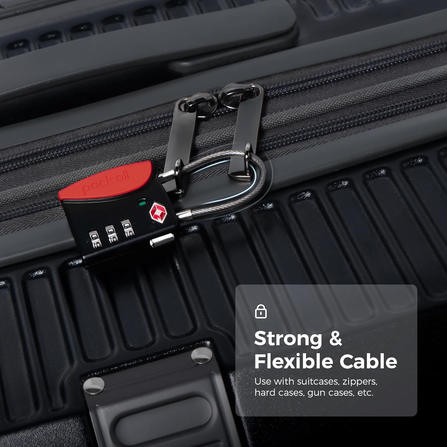 pack all TSA Approved Cable Luggage Locks, 3 Digit Combination Padlocks, Travel Lock for Suitcases & Bag, Alloy Body, Travel Accessories (4 Pack)（Red）