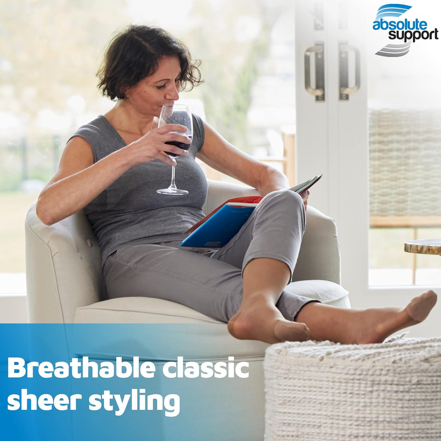 (3 Pairs - Closed Toe) Made in USA - Compression Socks for Women 15-20mmHg - Sheer Compression Knee High Stockings for Post Surgery, Pregnancy, Arthritis, Edema - Natural, Large - A101NA3-3