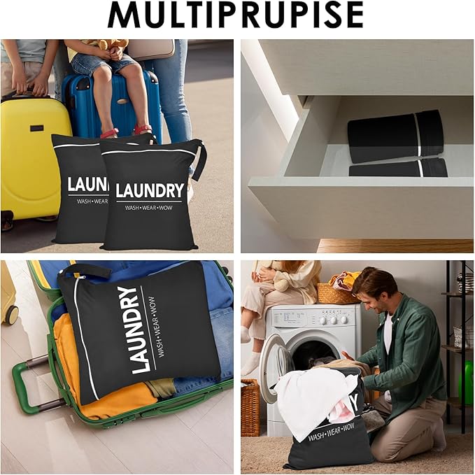 2 Pcs Large Travel Laundry Bag Waterproof Wet Dry Bag Washable Dirty Clothes Bag for Gym Clothes Laundry Wet Clothes Swimming Yoga-BubblyBeeBaby