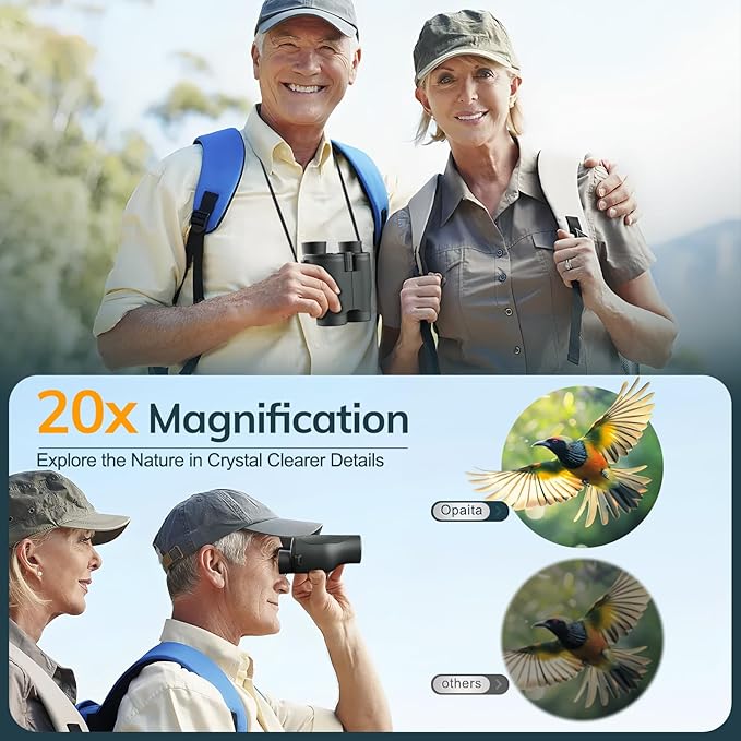 20x32 Compact Binoculars for Bird Watching - OPAITA High Powered Small Binoculars for Adults Kids with Low Light Vision for Hunting Cruise Trip Travel Concert Hiking Green-BubblyBeeBaby