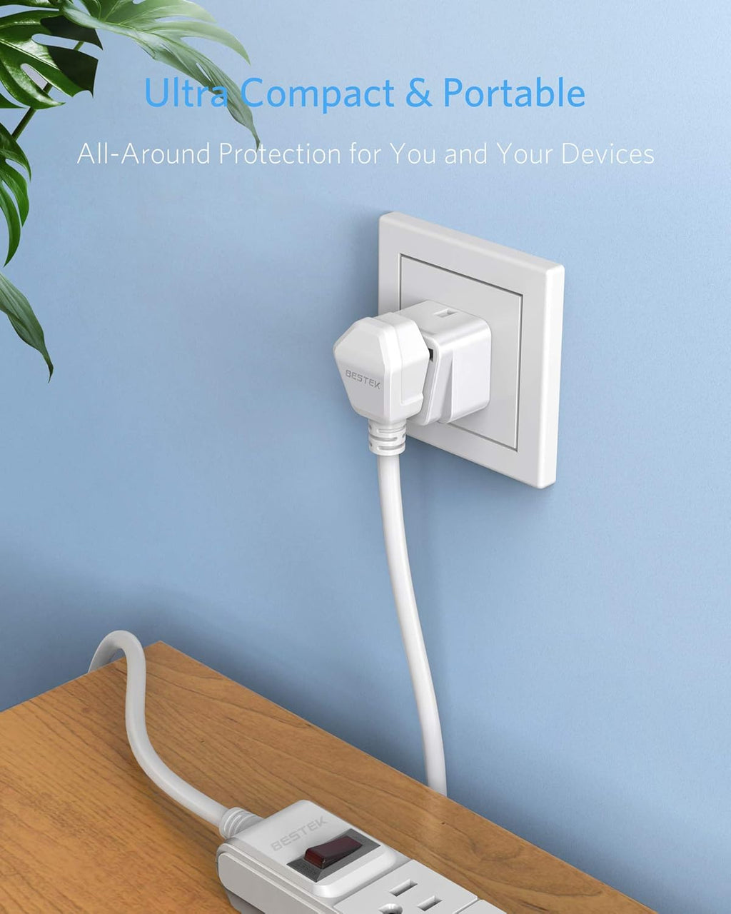 BESTEK India, South Africa Travel Plug Adapter, Grounded Universal Type D Plug Adapter India to US Adapter - Ultra Compact for India, Sudan, Pakistan and More, 3 Pack