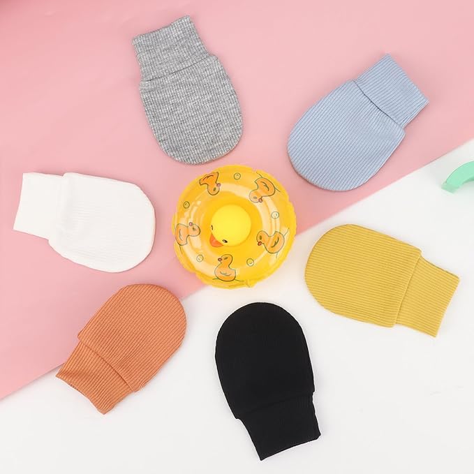 BQUBO 6 Pairs Newborn Baby Boys Girls Mittens 0-6 Months Unisex-Baby Infant Mittens Elastic No Scratch Wrist Gloves-BubblyBeeBaby