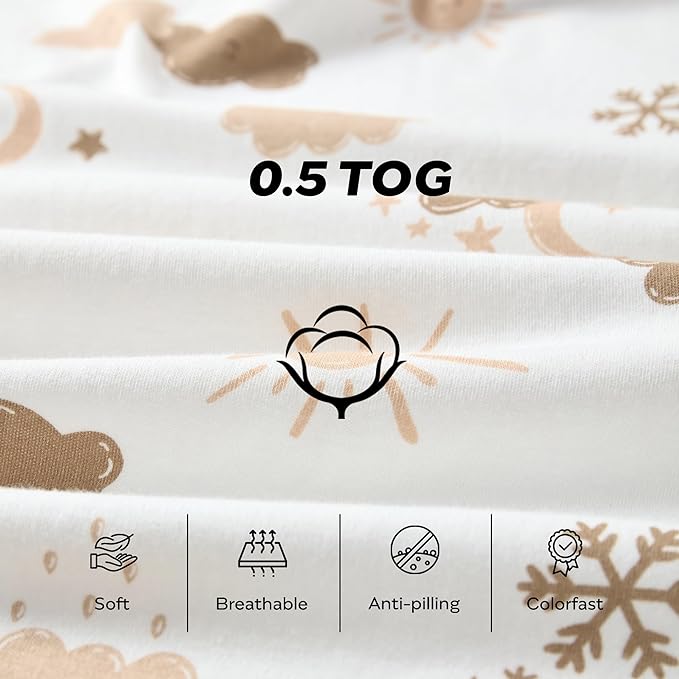 JELLYMONI Baby Sleep Sack 6-12 Months Wearable Blanket for Baby, 100% Cotton 2 Pack Infant Toddler Sleeping Sack Lightweight Soft 2-Way Zipper Sleepsack-BubblyBeeBaby