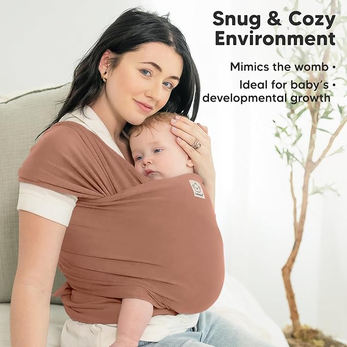 KeaBabies Baby Wrap Carrier - All in 1 Original Baby Carrier Newborn to Toddler Sling, Easy to Wear, Hands Free Bonding, Lightweight, Breathable Infant Wraps (Terracotta)-BubblyBeeBaby