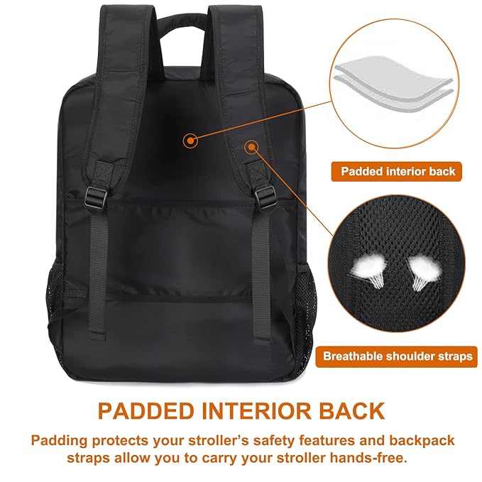 Mactso Stroller Travel Bag Compatible with GB Pockit and GB Pockit Air Plus All Terrain, Lightweight Stroller Travel Backpack for Airplane (Black, M)-BubblyBeeBaby