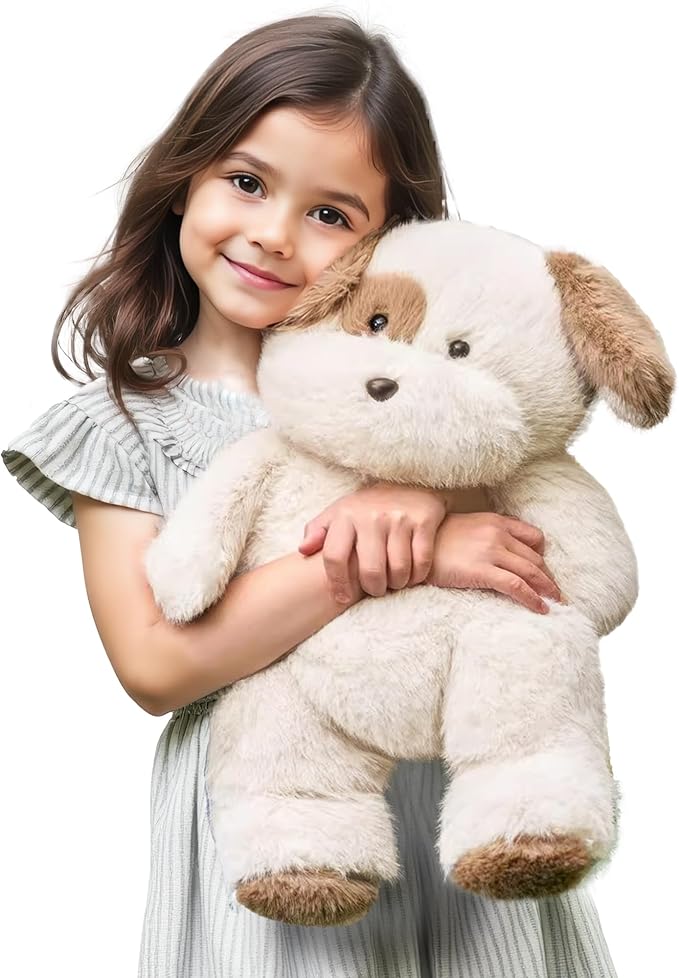 iPlay, iLearn Dog Stuffed Animal, Soft Plush Baby Toy, Infant 18" Big Cute Fluffy Puppy Toy, Ultra Soft Nursery Bedtime Huggable Birthday Gifts for Toddlers Girls Boys Kids Age 0 and up-BubblyBeeBaby