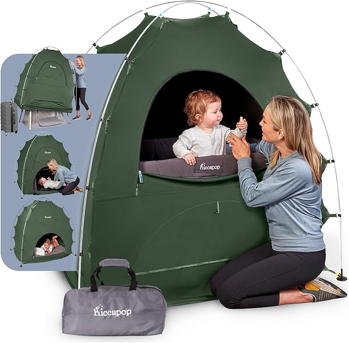 Hiccapop Daydreamer Blackout Tent for Pack and Play, Patented Portable Crib Tent, Blackout Canopy Crib Cover, Sleep Pod for Kids-BubblyBeeBaby