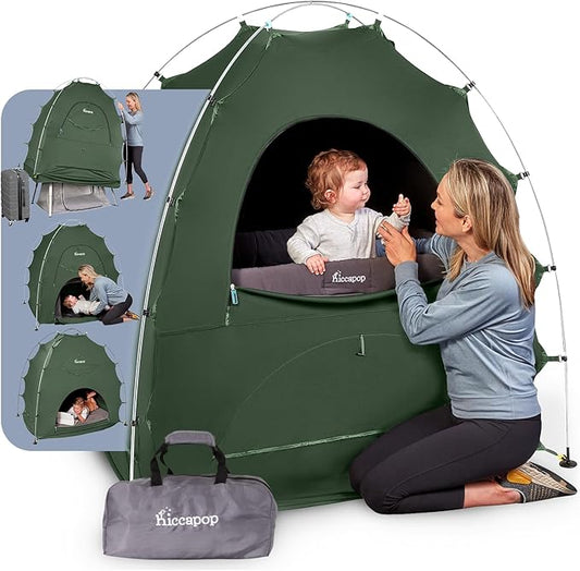 Hiccapop Daydreamer Blackout Tent for Pack and Play, Patented Portable Crib Tent, Blackout Canopy Crib Cover, Sleep Pod for Kids-BubblyBeeBaby