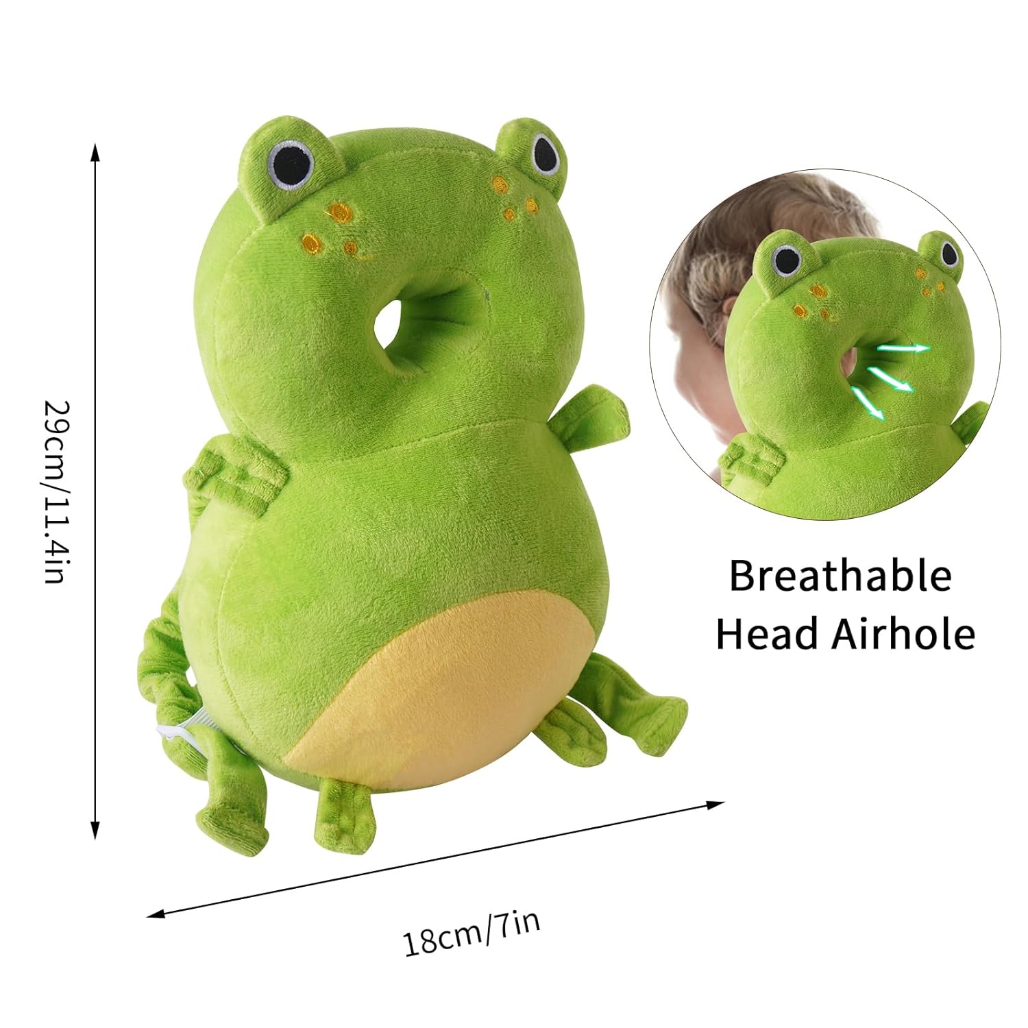 Baby Head Protector Backpack, Toddler Toddler Head Protector, Toddler Head Protector Padded Backpack Elasticated Carrier Wear (Frog)