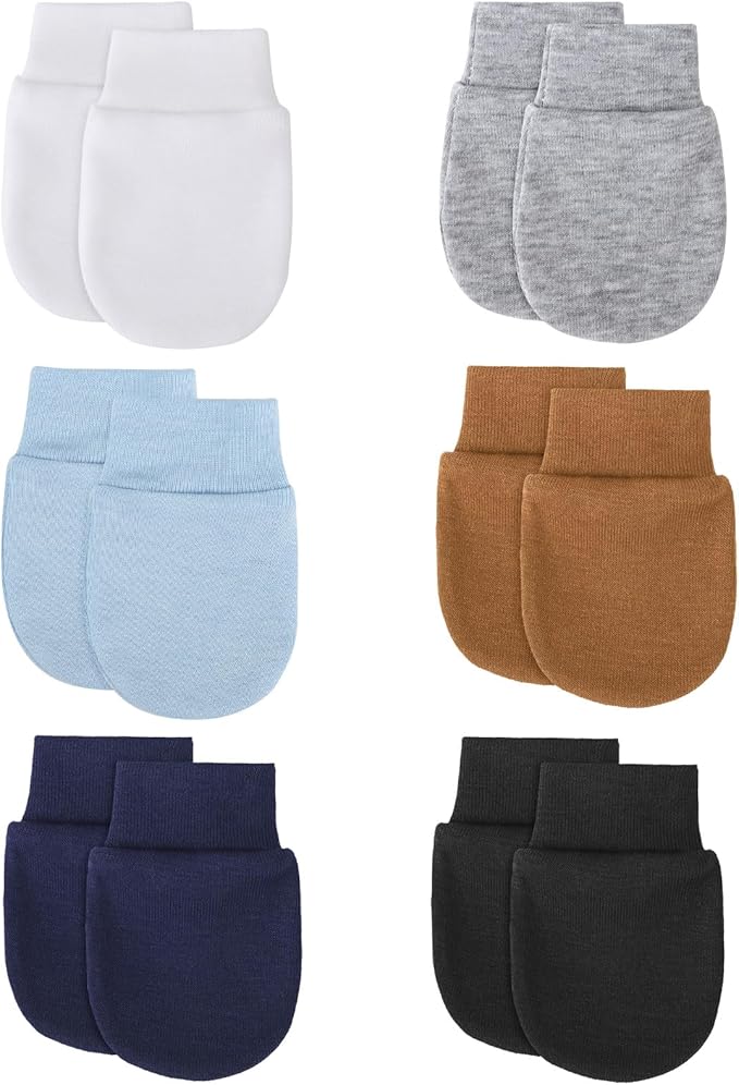 BQUBO 6 Pairs Newborn Baby Boys Girls Mittens 0-6 Months Unisex-Baby Infant Mittens Elastic No Scratch Wrist Gloves-BubblyBeeBaby