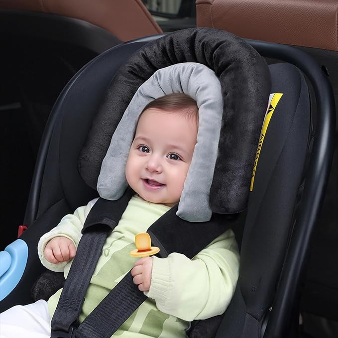 COOLBEBE Upgraded 3-in-1 Babybody Support & Strap Covers Set for Newborn Infant - Extra Soft Car Seat Insert Cushion Pad, Perfect for Carseats, Strollers, Swing, Black-BubblyBeeBaby