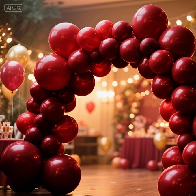 140pcs Burgundy Round Balloons Different Sizes 18 12 10 5 Inch Latex Balloons for Arch Decoration Party Balloon Kit for Graduation Birthday Party Wedding Balloon Baby Shower Decoration-BubblyBeeBaby