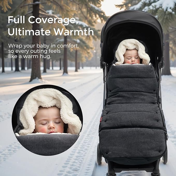 Momcozy Stroller Footmuff | Universal, Weather-Proof, Warm Stroller Bunting Bag | Extendable Winter Cover | Adjustable Buckle-BubblyBeeBaby