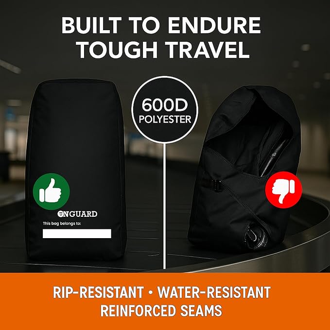 ONGUARD Waterproof Single and Double Stroller Bag for Airplane - Travel Stroller Cover for Air Travel and Storage - Gate Check Bag Backpack- Baby Airplane Essentials - Black-BubblyBeeBaby