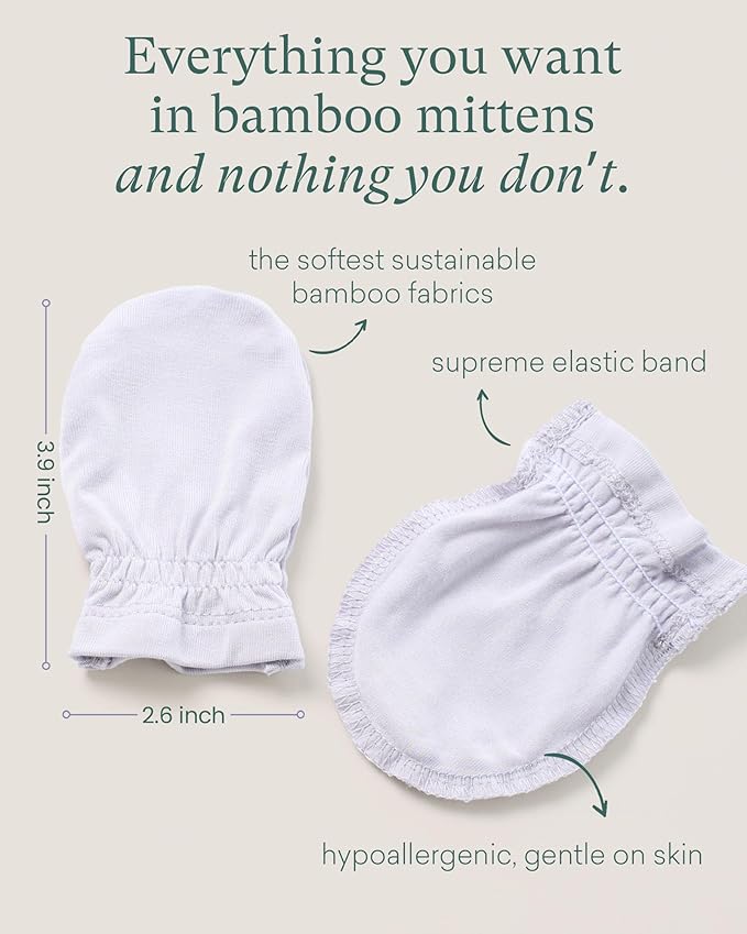 SuperSoft Baby Mittens, Bamboo Viscose Infant Newborn Mittens for Girls Boys No Scratch Gloves 6 Pack-BubblyBeeBaby