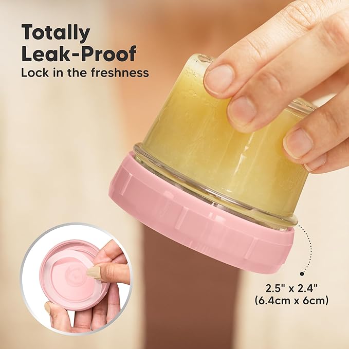 KeaBabies 12pk 4oz Glass Baby Food Containers with Lids - Leak-Proof, Microwavable Small Glass Jars, Baby Purees & Toddler Snack Storage Containers, BPA-Free, Dishwasher & Freezer Safe (Roseate)-BubblyBeeBaby