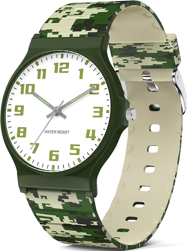 Kids Analog Watch Boys Girls, 30M Waterproof, Sports Watch for Boys, Easy to Read Children's Thin Dial Wrist Watches with Soft Band, for Ages 5-15 Kids Great Birthday Gifts Christmas Day-BubblyBeeBaby