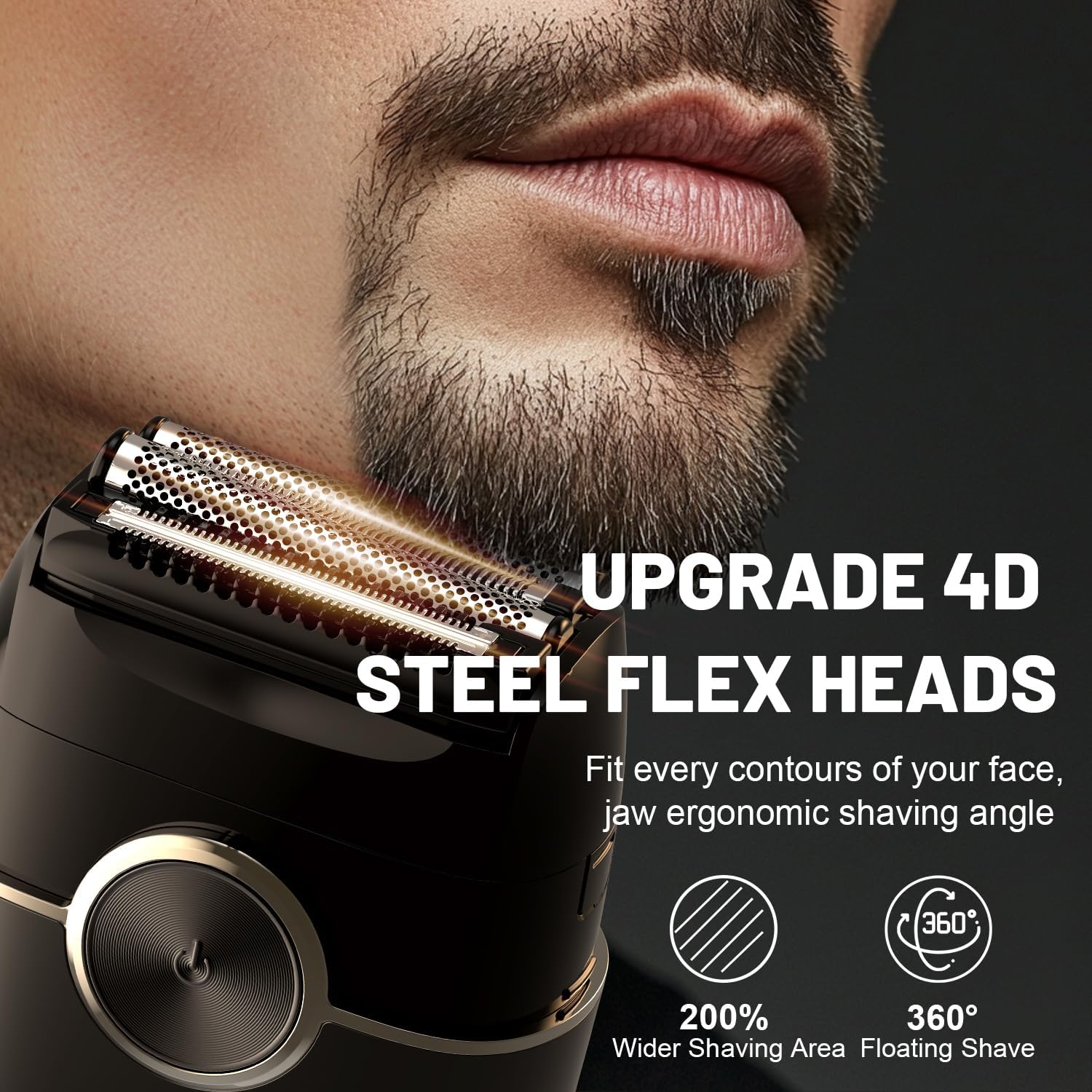 Electric Foil Shavers for Men: Upgraded Mini Electric Razor with 4 Floating Blades & Big LED Display - Foil Shaver for Men with 2 Gears Adjustable - Face Shaver with IPX7 Waterproof,USB Type C