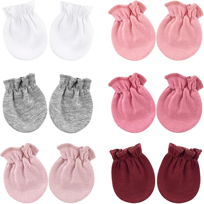 BQUBO Newborn Infant Toddler Mittens No Scratch Cotton Elastic Wrist Gloves Hypoallergenic for 0-6 Months Baby Boys Girls-BubblyBeeBaby