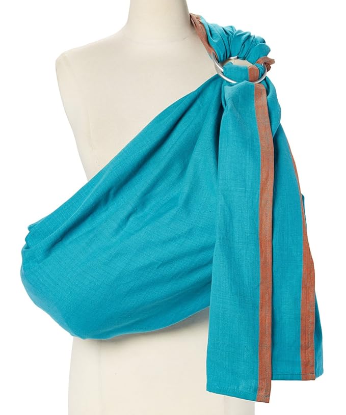 Hip Baby Wrap Ring Sling Baby Carrier for Infants and Toddlers - Beautiful, 100% Soft Cotton Baby Wraps Carrier For Babies 8-35 lbs, Perfect Baby Shower Gifts Moms And Dads - Nursing Cover (Turquoise)-BubblyBeeBaby