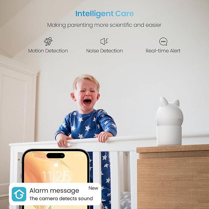 ieGeek Baby Monitor with 2 Cameras, Split-Screen Video Baby Monitor with Audio and 1080P Camera 4.3" Screen - Night Vision, Two-Way Talk, Cry & Motion Detection, Pan-Tilt-Zoom via Screen and Free APP-BubblyBeeBaby