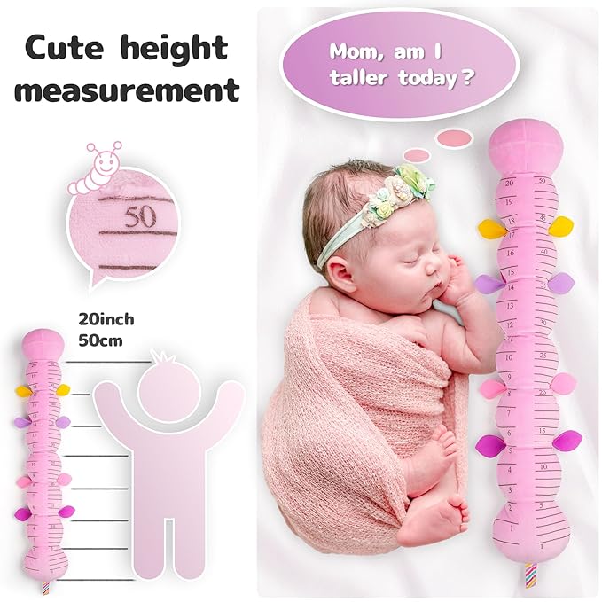 Infant Baby Musical Stuffed Animal Activity Soft Toys with Multi-Sensory Crinkle, Rattle and Textures for 0-3-6-12 Months Developmental Toys, Caterpillar, Purple-BubblyBeeBaby