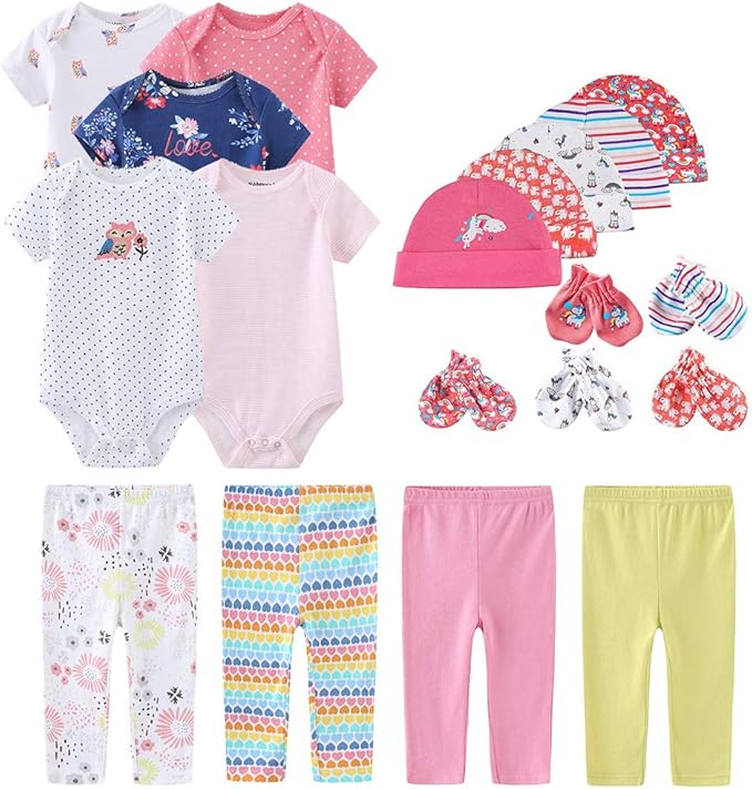 Kiddiezoom Unisex Baby Layette Essentials Giftset Clothing Set 19-Piece For Newborn Baby-BubblyBeeBaby