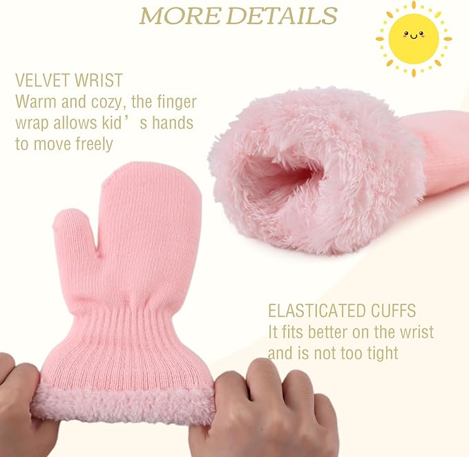 PESAAT Baby Girl Mittens Fleece Toddler Boy Mittens Warm Kids Winter Gloves Unisex Cold Weather Baby Gloves-BubblyBeeBaby