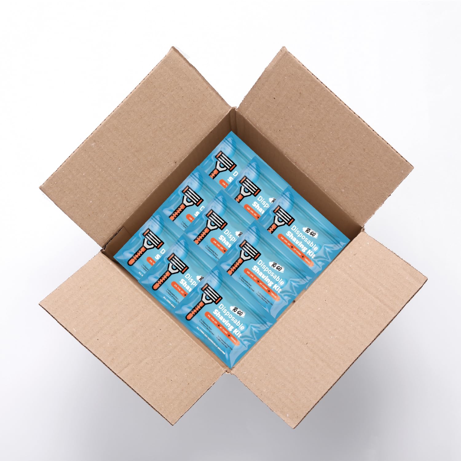 Shaving Kit with Razor, Shaving Cream, Washcloth & Aftershave Wipe – Men’s Travel Shave Set for Hotels, Shelters & Outreach – Disposable Grooming Pack (Blue) (50)