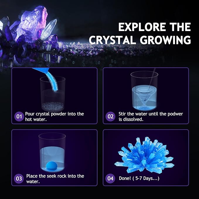 Japace Earth Science Kits for Kids Age 4-6-8-12-14, Birthstone Gemstone Dig Kit, Geology Kit with Break Your Own Geodes, Crystal Growing Experiment, Rock Mining Kit Birthday Gifts Toys for Boys Girls-BubblyBeeBaby