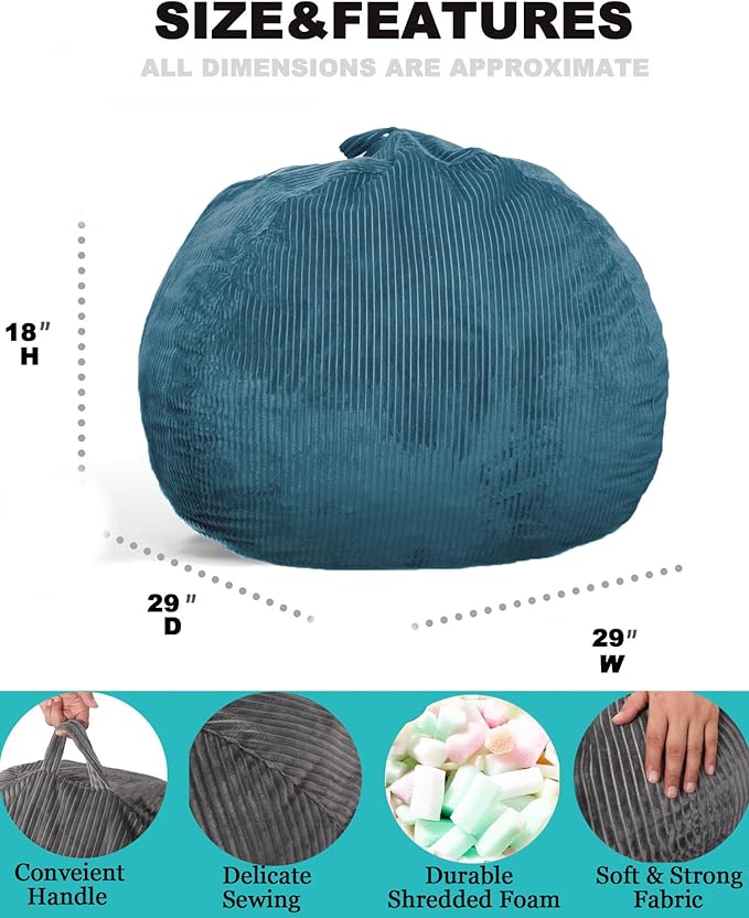 2 Pcs Classic Bean Bag Chair, with Faux Rabbit Fur Cover for Teens and Kids, Memory Foam Bean Bag Chairs, Ultra Soft Faux Fur Fabric, 2.5 feet Round Fluffy Bean Bag Sofa-BubblyBeeBaby