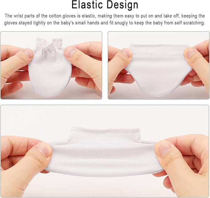 Newborn Baby Mittens No Scratch Cotton Elastic Wrist Gloves Infant Toddler Mittens for Baby Boy Girl 0-6 Months-BubblyBeeBaby
