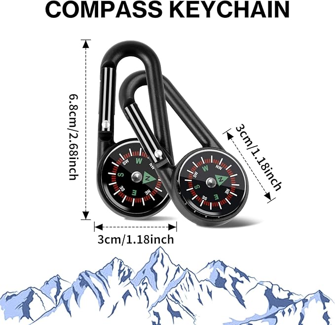 12 Pcs Mini Compass Keychain for Kids Bulk, Small Pocket Magnetic Compass Survival Hiking for Outdoor Survival Camping Party Backpacking Accessory-BubblyBeeBaby
