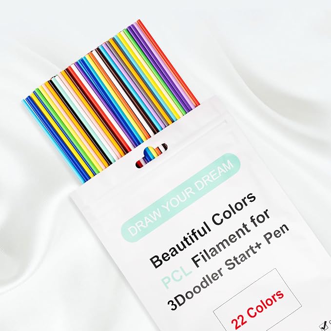 22 Colors 3D Doodler Pen Refills Only Fit for 3Doodler Start+ 3D Pen Low Printing Temperature PCL Filament 3Doodler Start Refills Packs Each Color 15.2 cm x 5 pcs Total 110 pcs-BubblyBeeBaby