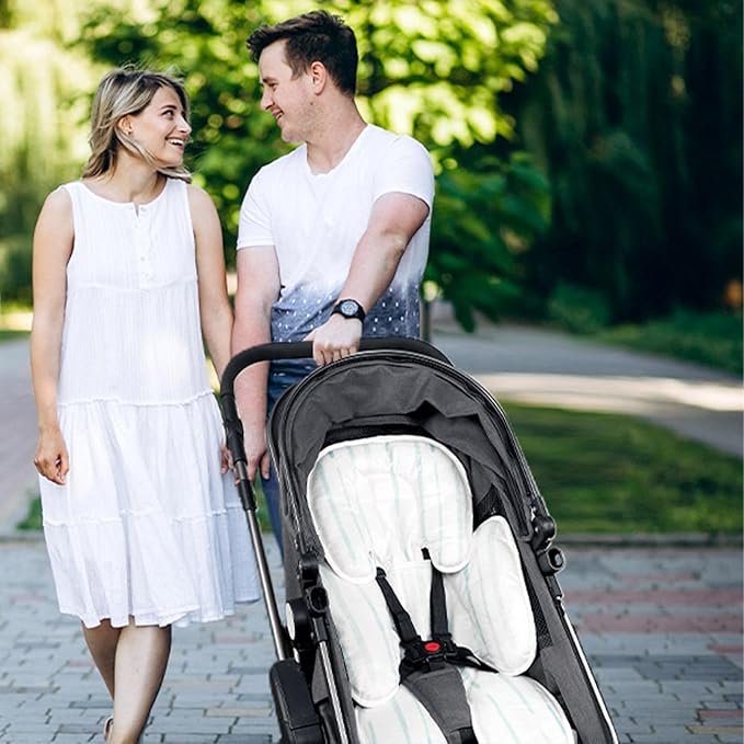 Pea Pod Baby Cushion, 2 in 1 Baby Swings Insert or Girls Extra Soft Breathable Cushion, Compatible for Strollers, and Bouncers, Striped Pattern-BubblyBeeBaby